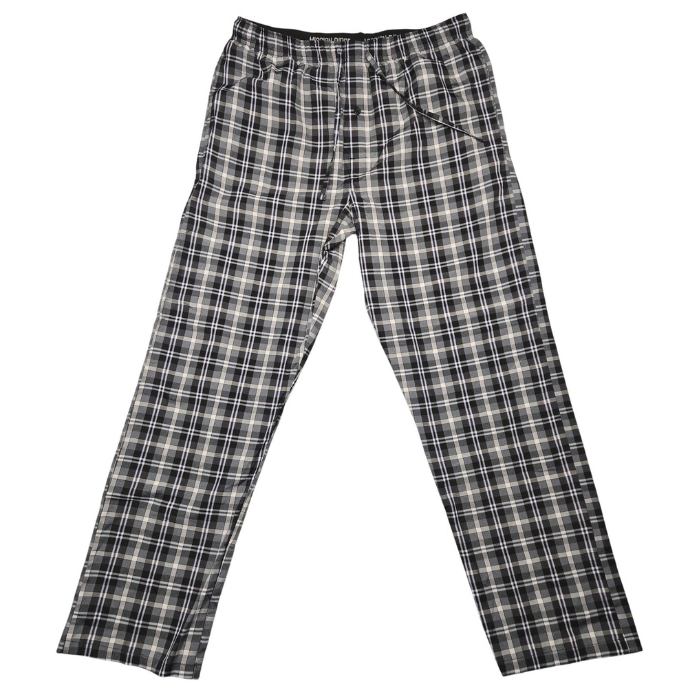 Mission Ridge Pajama Pants Mens Large Gray Plaid Lightweight Sleepwear